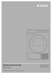 Asko T610HX.W.AU Instructions For Use Manual