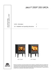Jøtul F 205-Modern Installation And Operating Instructions Manual