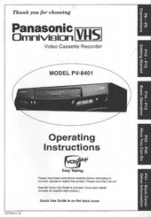 Panasonic Omnivision PV-8401 Operating Instructions Manual