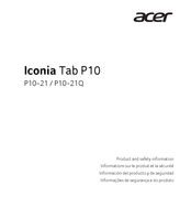Acer P10-21 Product And Safety Information