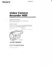Sony Handycam video Hi8 CCD-TR2300 Operating Instructions Manual