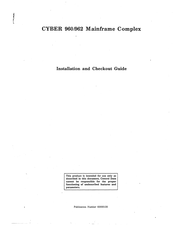 Control Data CYBER 960 Mainframe Comple:x: Installation Manual
