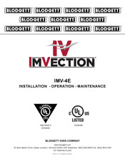 Blodgett IMVECTION IMV-4E Installation Operation & Maintenance