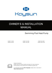 Kaysun KSWP-160 DR8 Owners & Installation Manual