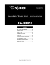 Zojirushi Gourmet Sizzler EA-BDC10 Operating Instructions Manual