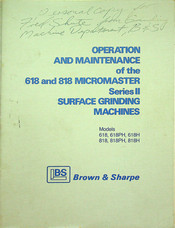 brown & sharpe MICROMASTER II Series Operation And Maintenance Manual
