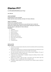 Clarion P17 User Manual