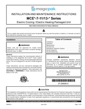 magicpak MCE -7-11-24 P Series Installation And Maintenance Instructions Manual