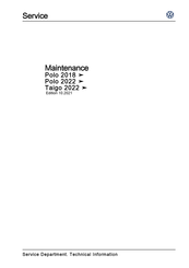 Volkswagen Taigo 2022 Maintenance Manual