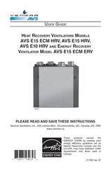 Venmar AVS AVS E15 HRV User Manual