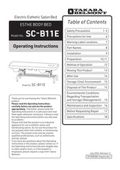 Takara Belmont ESTHE BODY BED Operating Instructions Manual