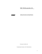 Digital Equipment DEC WANcontroller 618 Cabling Manual