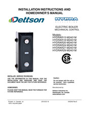 Dettson HYDRAR24-M2401M Installation Instructions And Homeowner's Manual
