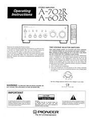 Pioneer A-602R Operating Instructions Manual