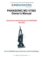 Panasonic MCV7582 - UPRIGHT VACUUM Owner's Manual