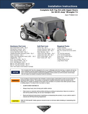 MasterTop 1560 1 Series Installation Instructions Manual