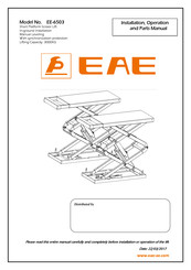 EAE EE-6503 Installation, Operation, And Parts Manual