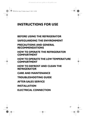 Whirlpool ARC 8140 Instructions For Use Manual