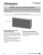 Greenheck HLC-FPR Installation, Operation And Maintenance Manual