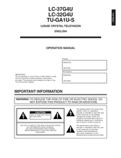 Sharp Aquos LC-37G4U Operation Manual