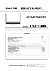 Sharp Aquos LC-26D40U Service Manual