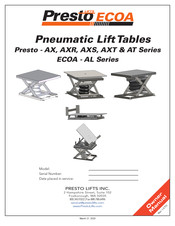 Presto Lifts AXR Series Owner's Manual