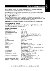 Freedom Scientific RUBY 10 Safety And Care Manual