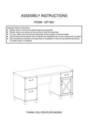Saint Birch OF1801 Assembly Instructions Manual