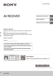 Sony XAV-3600 Operating Instructions Manual