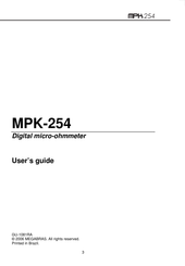 MEGABRAS MPK-254 User Manual