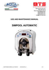 BTS AQUA SIMPOOL AUTOMATIC Use And Maintenance Manual