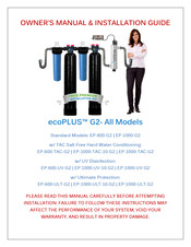 HOME WATER ecoPLUS EP-1000-UV-10-G2 Owner's Manual & Installation Manual