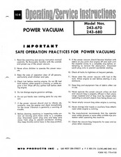 MTD 243-670 Operating/Service Instructions Manual