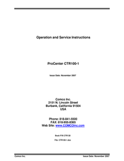 Comco ProCenter CTR100-1 Operation And Service Instructions Manual
