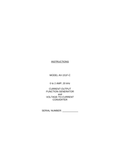 AVTECH ELECTROSYSTEMS AV-151F-C Instructions Manual