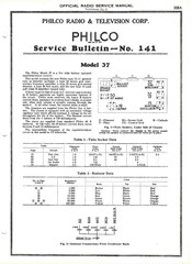 Philco SUPERHETERODYNE 37 Service Bulletin