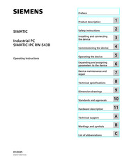 Siemens SIMATIC IPC RW-543B Operating Instructions Manual