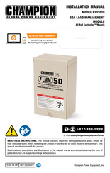 Champion 201019 Installation Manual