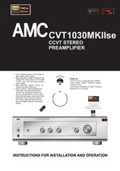 AMC CVT1030MKIIse Instructions For Installation And Operation Manual