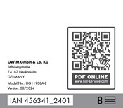 Auriol HG11908D Operation And Safety Notes