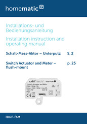 HomeMatic HmIP-FSM Installation Instructions And Operating Manual