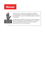 Rinnai FREESTANDING FLAME FIRE Service Manual