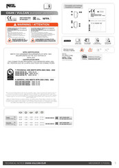 Petzl Vulcan M073AA01 Technical Notice