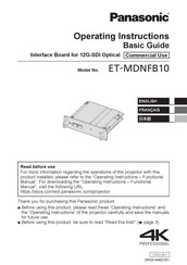 Panasonic ET-MDNFB10 Operating Instructions Manual