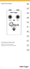 Behringer OCTAVIA OCTAVE FUZZ Quick Start Manual