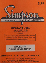Simpson Electric 886 Operator's Manual