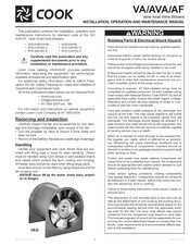 COOK AFD-C Installation, Operation And Maintenance Manual