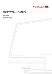 ViewSonic VX2757A-HD-PRO User Manual