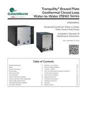 Nibe ClimateMaster Tranquility TBW036AGD0XB0BS Installation, Operation & Maintenance Instructions Manual