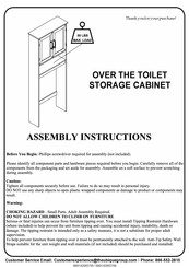 Ubique OVER THE TOILET STORAGE CABINET Assembly Instructions Manual